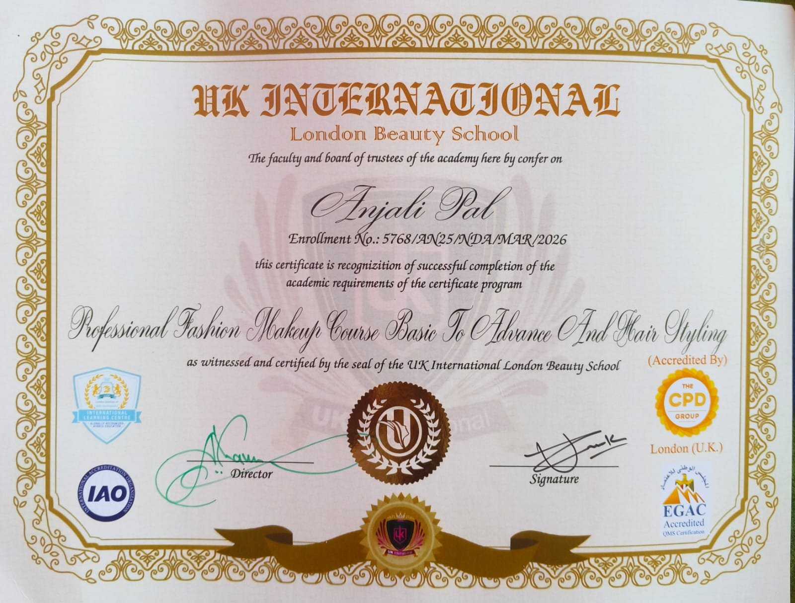 Anjali Pal Certificate